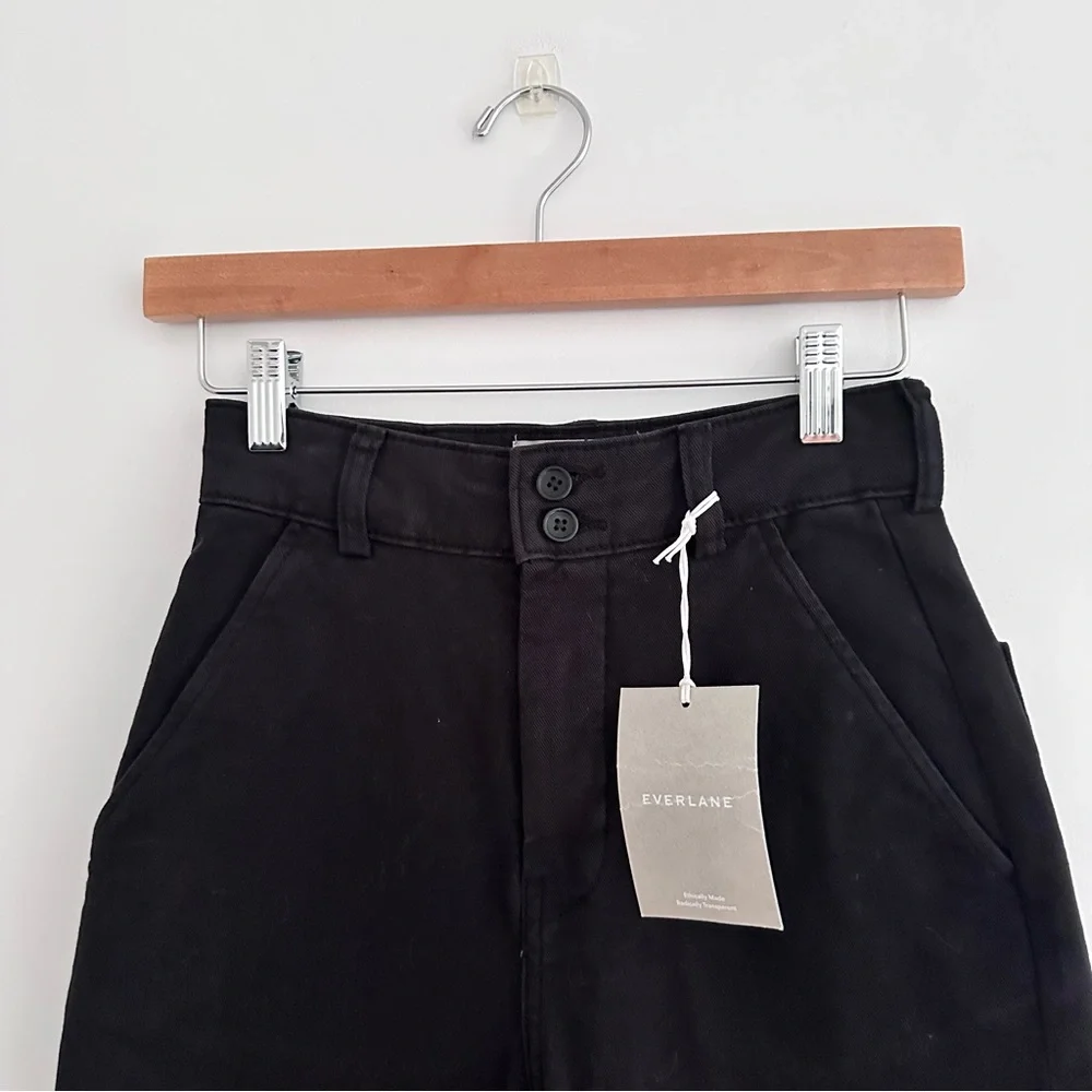 NWT Everlane The Organic Wide Leg Pant in Black Size 00 - Picture 4 of 8